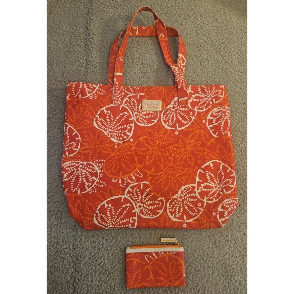 Lilly Pulitzer For Estee Lauder Tote & Mini Pouch Clutch 15 x 16 in
